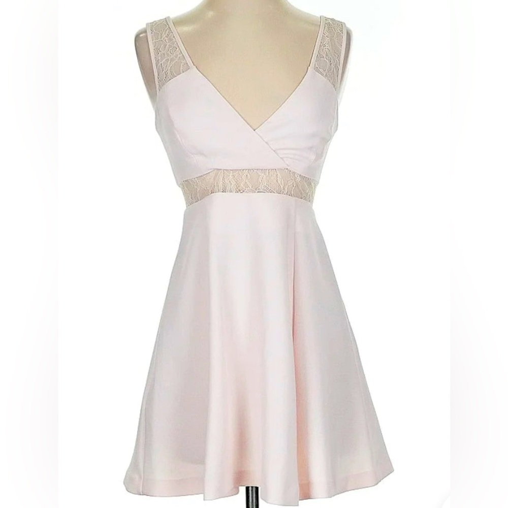 BCBG Blush Pink Lace Trim Cocktail Dress